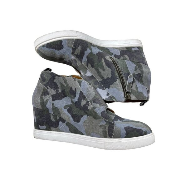 Linea Paolo Felicia suede gray camo Hidden wedge bootie sneaker size 9.5M - Picture 3 of 8